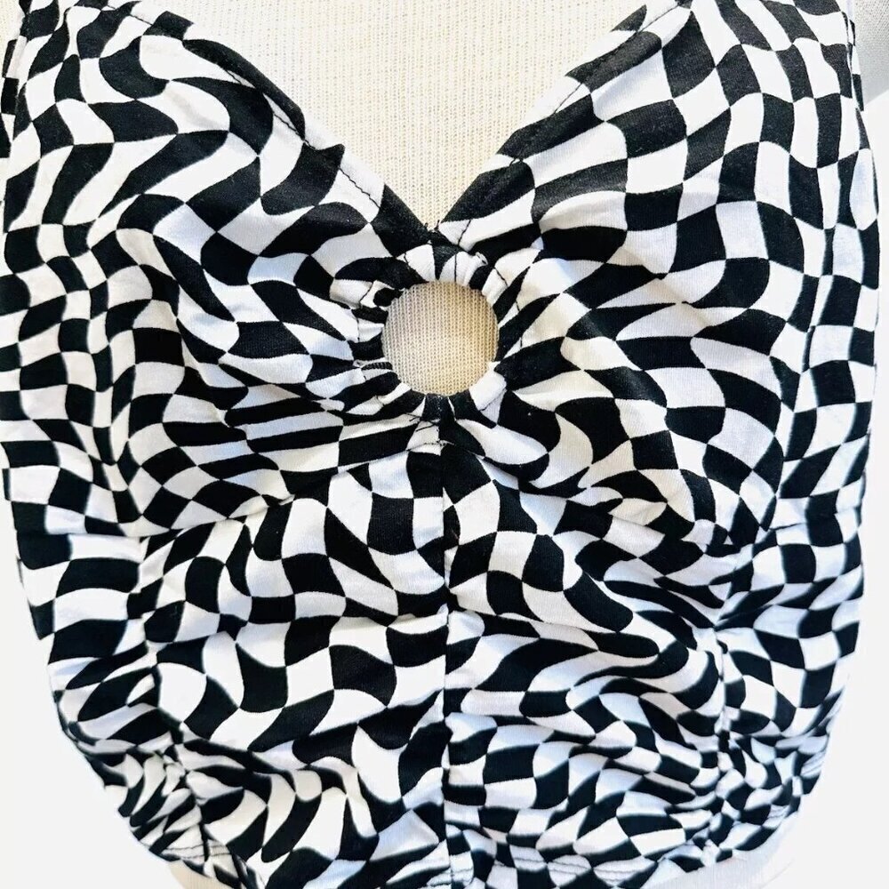 NWT SO GOODS FOR LIFE Juniors Sleeveless Straps Pullover V-Neck Checkers Top XL - Picture 3 of 10